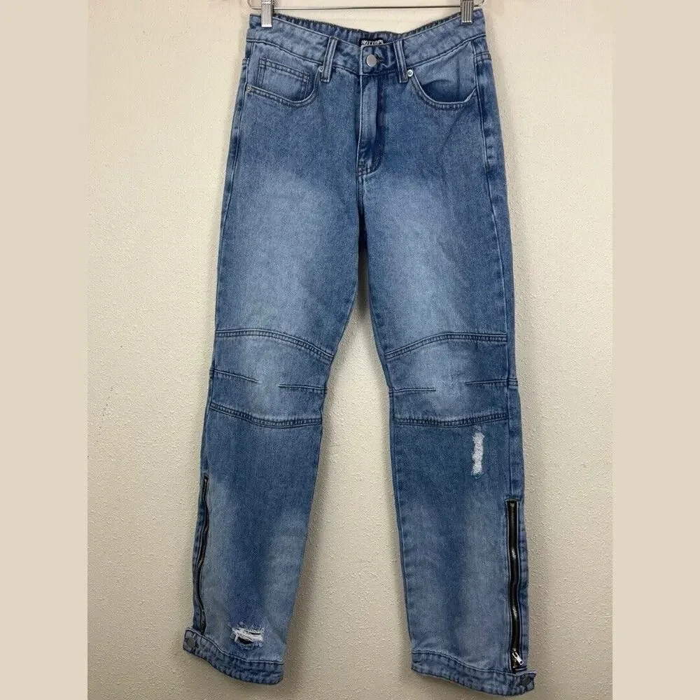 Hot Topic Indigo Light Wash Distressed Carpenter Denim Jeans Mens Size 28 X 32